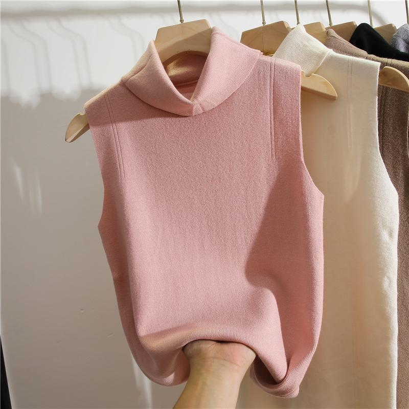 Winter Clothing Essentials - Turtleneck Sleeveless Slim Fit Knit Top