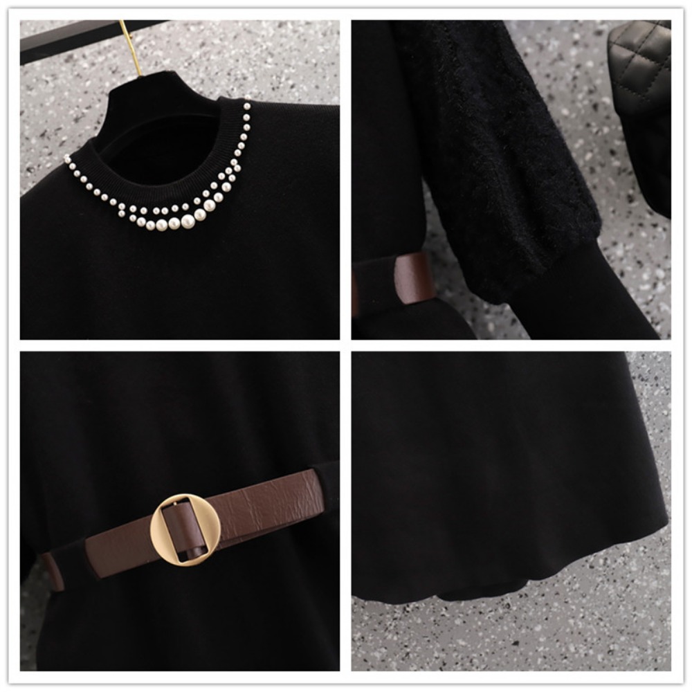 casual Elegant Beading Knit Sp - Winter Clothing For Plus Size Women 评论和价格