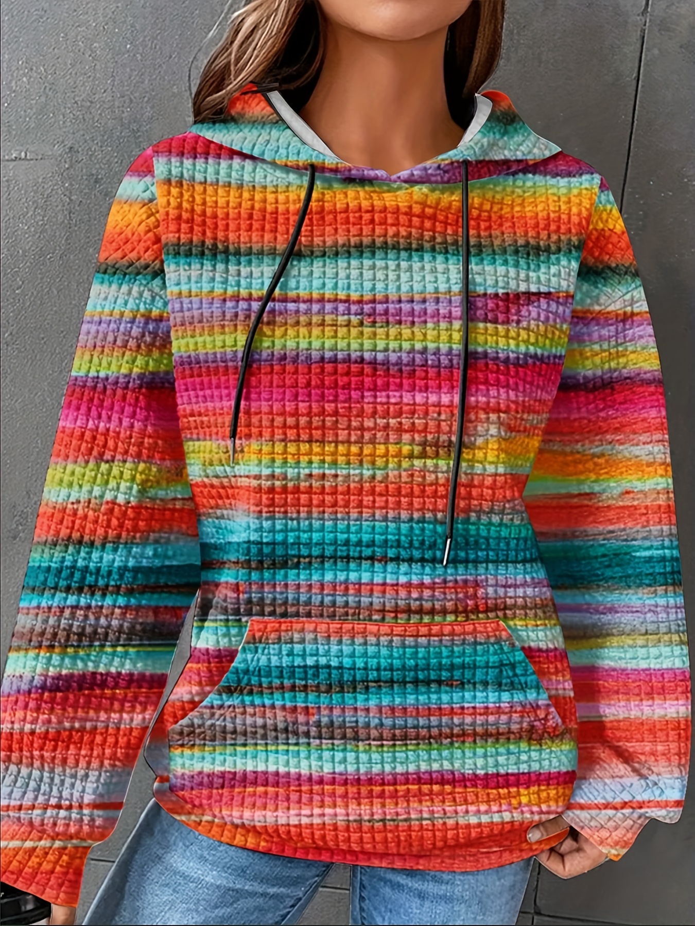 Women's Plus Size Striped Waff - Winter Clothing For Plus Size Women 评论和价格