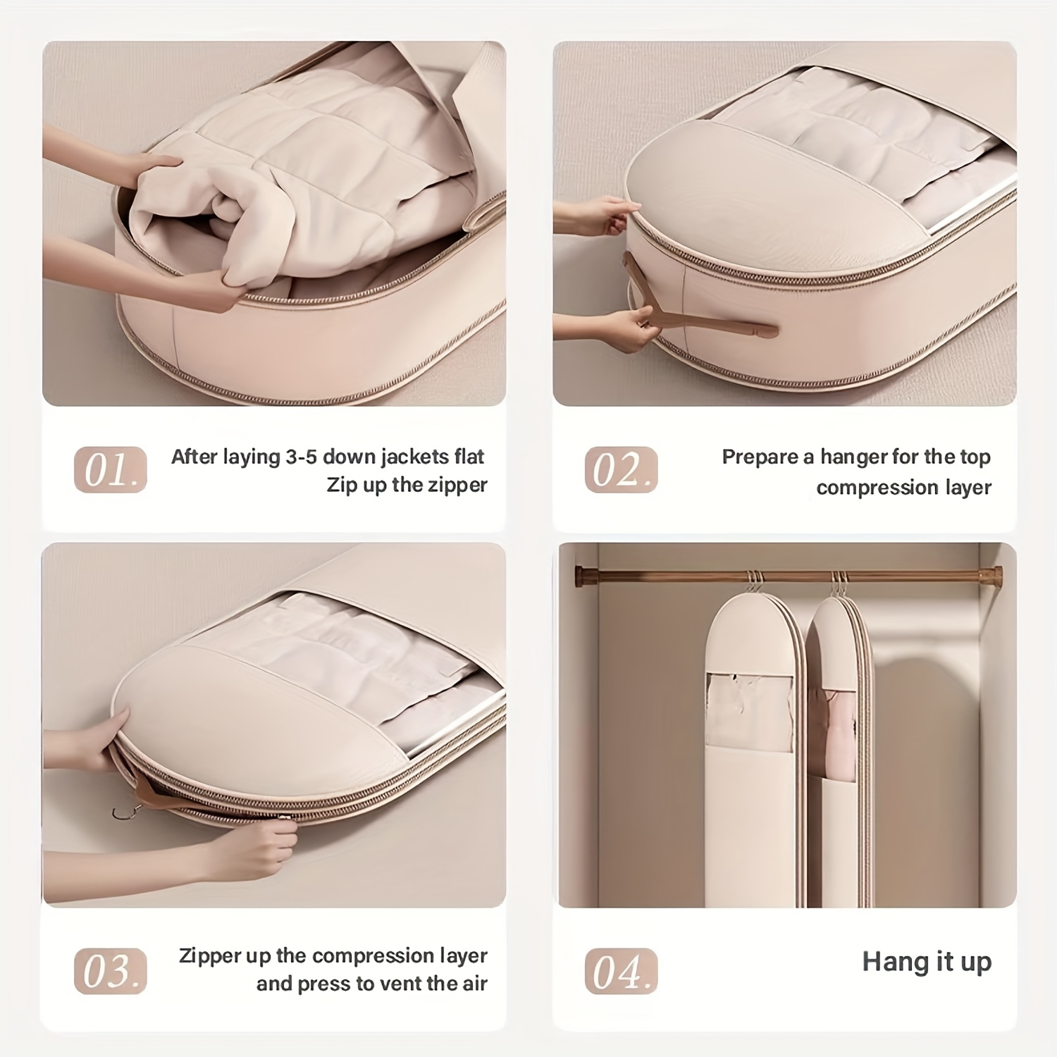 Beige Compression Hanging Bag, - Winter Clothing Storage 评论和价格