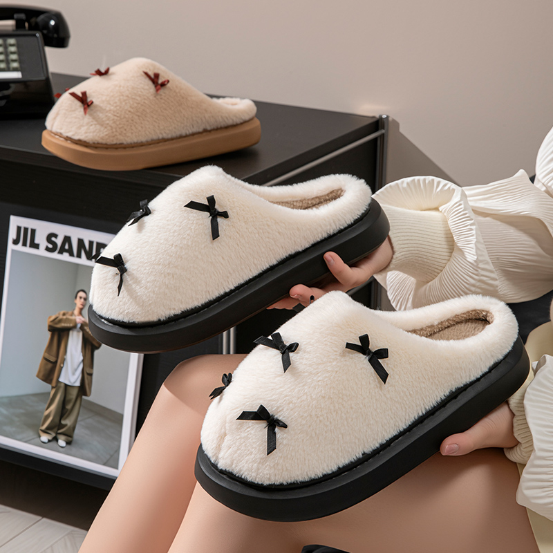Fashion Women's Bow Slippers W - Winter Clothing Material 评论和价格