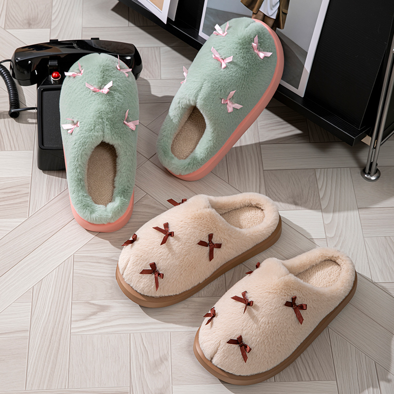 Fashion Women's Bow Slippers W - Winter Clothing Material 评论和价格