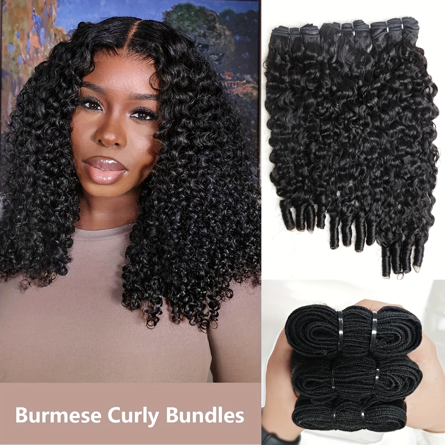 Burmese Curly Human Hair Bundl - Winter Clothing Bundle 评论和价格