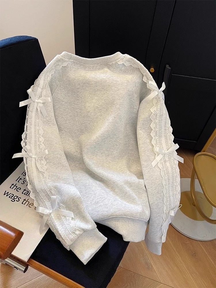 Round Neck Pearl Women's Sweat - Winter Clothing Essentials 评论和价格