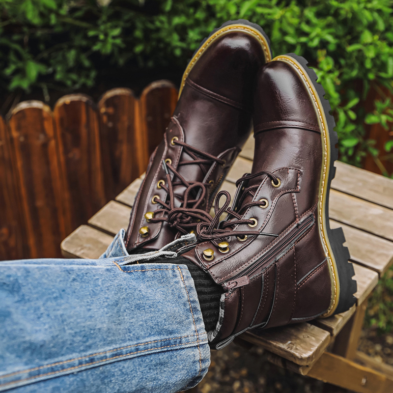 Quality Men Leather Boots Meta - Winter Clothing Material 评论和价格