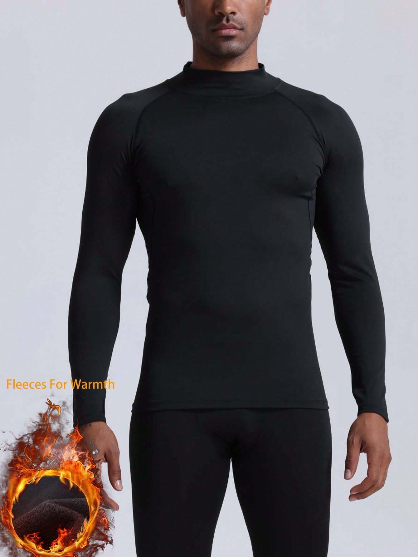 Fleece-Lined High Neck Long Sl - Thermal Base Layer 评论和价格