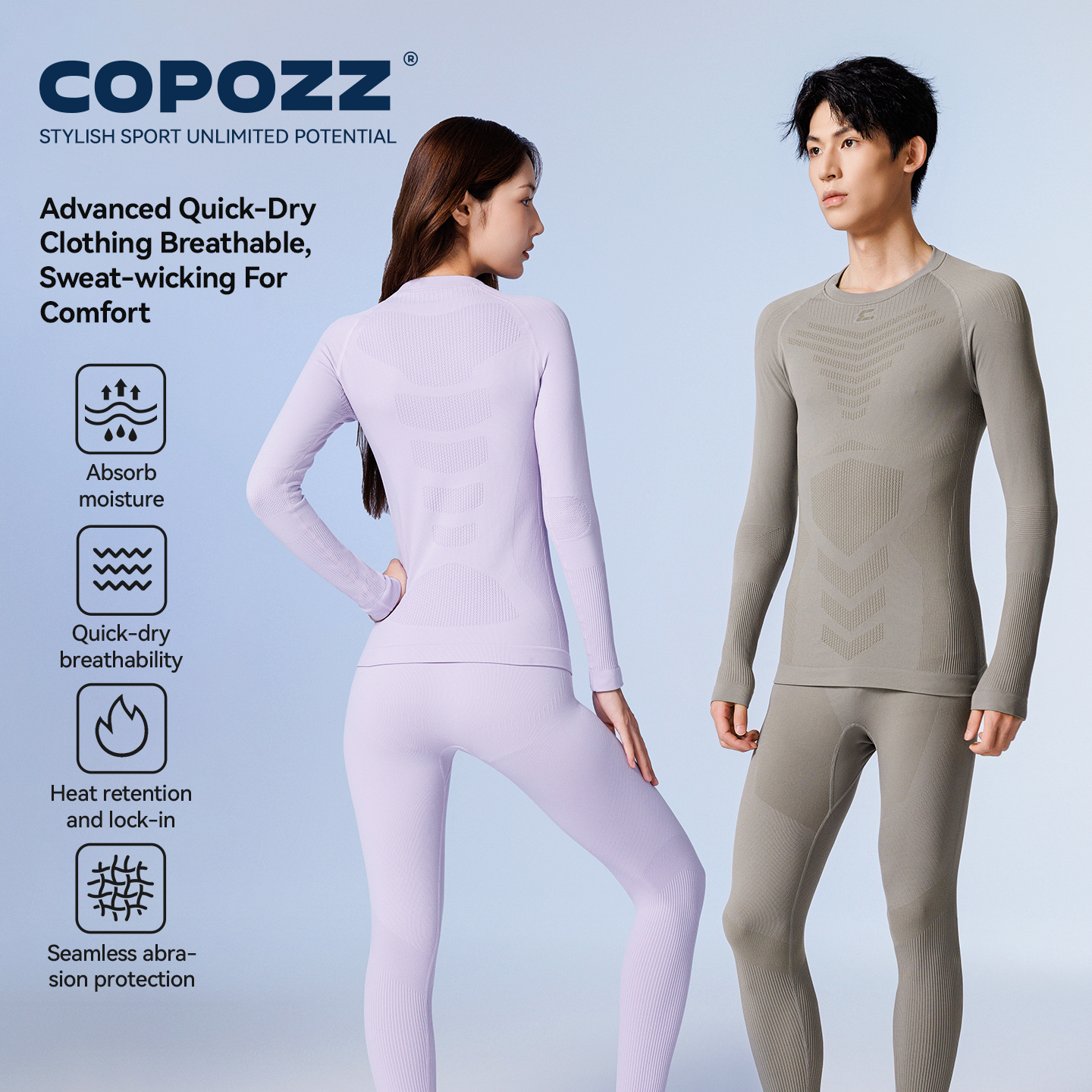 COPOZZ Women Men Seamless Ski  - Thermal Base Layer 评论和价格